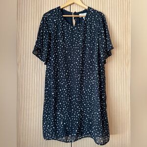 Anthropologie Cloth & Stone Sweetheart Tunic Dress Black Speckle XL